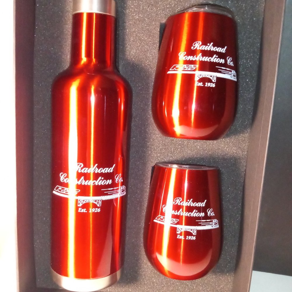 BOXED VINTAGE RAILROAD BEVERAGE LOVERS 3-PIECE SET EST. 1926